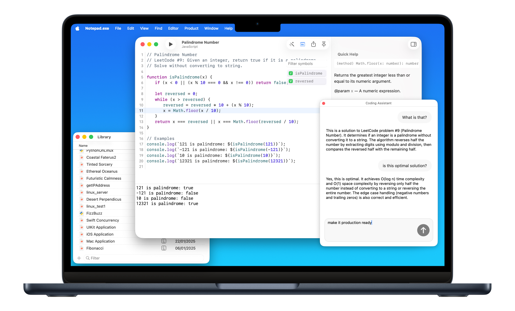 Notepad.exe - Swift IDE with AI coding assistant